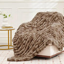 Ultra Soft Luxury Faux Fur Twin Blanket for Counch,Fuzzy Fluffy Plush Warm Cozy Elegant Wrinkled Blanket for Sofa Bedroom Living Room,（60"x80",Tie-dye Coffee） by CozyNest Decor