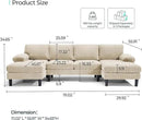 LINSY HOME Sectional Couch, 111'' W Corduroy U Shaped Sofa with Sleepable Armrests, 4 Seat Couch with Double Chaises, Deep Seat Sofa for Living Room, Beige by CozyNest Decor