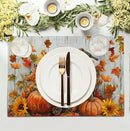 Fall Placemats 12x18 Inch Set of 4 Pumpkin Maple Leaves Sunflower Bird Linen Place Mat Burnt Orange Autumn Thanksgiving Harvest Table Mats for Party Kitchen Dining Decoration by CozyNest Decor