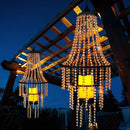 Battery Operated Hanging Chandelier Outdoor Indoor, 28” Modern Acrylic Crystal Hanging Beaded Lantern with Led Candle Light, Pendant Lights Decor for a Gazebo, Garden, Backyard, Patio, Balcony, Porch by GreenHaven Gardens