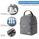 Breastmilk Cooler Bag with Ice Pack Fits 6 Baby Bottles up to 9 Ounce, Breast Milk Pump Cooler Bag with Shoulder Strap for Nursing Mom Daycare, Work, Travel- Dark Grey by TinyTreasures Baby Boutique