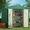 Gizoon Outdoor Storage Shed 8 x 6 FT, Galvanized Metal Garden Shed with Double Lockable Doors, Outdoor Storage Clearance for Backyard Patio Lawn-Green by GreenHaven Gardens