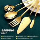 Gold Silverware Set for 8, OGORI 45-Piece Stainless Steel Flatware Set with Serving Set, Mirror Polished Cutlery Set with Serving Utensils Spoon for Kitchen Party Supply by CozyNest Decor