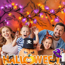 [8 Modes & Timer] Halloween Decorations Willow Vine Twig Garland, 6 FT 54LED Willow Vine Twig Lights Orange Purple LED Lights for Indoor Wall Fireplace Halloween Decorations by CozyNest Decor