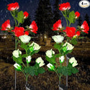 Woanger 4 Pcs Solar Flowers Cemetery Grave Decorations Outdoor LED Flower Lights with 6 Rose Powered Garden Stake Lights Waterproof for Independence Day Grave Decorations(Red, White) by GreenHaven Gardens