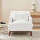 Modern Accent Chair with Terry Fabric, Upholstered Armchair with Spring Package Cushion & Solid Wood Frame, Comfy Lounge Chair for Living Room, Bedroom, or Reading Corner, Terry, White by CozyNest Decor