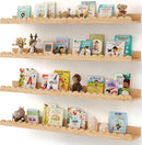 Nursery Book Shelves, 4-Pack Wood Floating Shelves for Wall Kids, Scalloped Shelves, Wall Book Shelves for Bedroom Kids, Toddler Room, Baby Room, Nursery Decor(Wood, 36 Inches) by TinyTreasures Baby Boutique