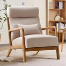 INZOY Mid Century Modern Accent Chair with High Back, Upholstered Living Room Chairs with Waist Cushion, Wood Frame Reading Armchair for Bedroom Sunroom, Beige by CozyNest Decor