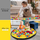 Kids Toy Box Chest Storage with Lid and Big Play Mat for Boys and Girls,Collapsible Fabric Toy Building Bricks Storage Container Organizer Bin with Rug for Playroom and Nursery Organization by TinyTreasures Baby Boutique