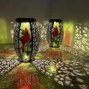 2PCS Cardinal Solar Lanterns Glass & Metal Hanging Light Outdoor Waterproof 16" H Tabletop Lamp with Hollowed-Out Design with Shepherd's Hooks for Garden Patio Table Decor, Green by GreenHaven Gardens