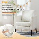 Barrel Accent Chair with Back Pillow, Large Teddy Upholstered Armchair with Solid Wood Legs Modern Reading Chairs for Living Room Bedroom by CozyNest Decor