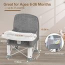 Baby Travel Booster Seat with Double Tray, BabyBond Upgraded Toddler Portable Baby Chair, Booster Seat for Dining Table, Stable and Foldable Booster Baby Chair for Indoor/Outdoor (Grey) by TinyTreasures Baby Boutique