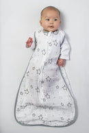 Amazing Baby Cotton Muslin Sleeping Sack, For Baby Boy or Girl, Wearable Blanket with 2-way Zipper, Stars, Sterling, Medium (6-12 Month) by TinyTreasures Baby Boutique