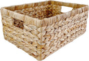 Large Rectangular Handwoven Wicker Basket - Natural Water Hyacinth Storage Baskets with 2 Built-in Handles - Ideal for Towel, Blankets, and Home Organizer & Decor - 16.5"x13"x7.50" - Brown by TinyTreasures Baby Boutique