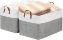 DULLEMELO Extra Large Storage Baskets for Organizing 22"x15"x13" Foldable Fabric Storage Baskets Organizer Bins with Handles Large Storage Basket for Shelves Closet Toys Books (White&Grey) by TinyTreasures Baby Boutique