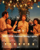 Outdoor String Lights - 50FT LED Patio Lights with 27 Shatterproof Waterproof Bulbs, Connectable Dimmable Edison IP65 ST38 Outside Lights for Garden, Balcony, Porch, Backyard, Deck, Home Decor by CozyNest Decor