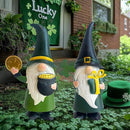 HONGLAND St. Patricks Day Decorations Outdoor Green Gnomes, Metal Gnomes Figurine Irish Leprechaun St Patricks Day Decor, Luck Shamrock Gnome for Home Outside Garden Lawn Party Yard Patio (14 INCH) by GreenHaven Gardens