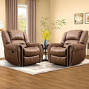CANMOV Leather Recliner Chair Set of 2, Classic and Traditional Manual Recliner Chair with Comfortable Arms and Back,Manual Single Recliner Sofa for Living Room, Nut Brown by CozyNest Decor
