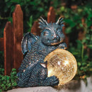 WONDER GARDEN Dragon Statue - Sleeping Dragon Figurines Solar Light Resin Garden Statues with Crackled Glass Globe Outdoor Waterproof Lawn Ornament Decor by CozyNest Decor