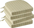 Outdoor Round Corner Seat Cushion, 17"x16"x2", Set of 4, Non Slip Seat Cushion Pads with Removable Cover for Patio Furniture, Garden Yard Lawn, Beige Brown Stripe by GreenHaven Gardens