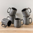 Hasense Ceramic Coffee Mugs Set of 6, Large Coffee Cups 12 oz, Latte Mug with Large Handle for Coffee, Tea, Milk and Hot Cocoa, Easy Hold & Clean, Dishwasher & Microwave Safe, Grey by CozyNest Decor