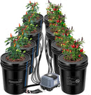 VIVOSUN DWC Hydroponics Grow System with Top Drip Kit, 5-Gallon Deep Water Culture, Recirculating Drip Garden System with Multi-Purpose Air Hose, Air Pump, and Air Stone (8 Buckets + Top Drip Kit) by GreenHaven Gardens