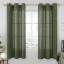 LAMIT Olive Green Linen Curtains 63 Inch Length 2 Panels for Bedroom, Light Filtering Window Treatments Semi Sheer Neutral Drapes with Bronze Grommet for Farmhouse, 34 X 63 Inch by CozyNest Decor