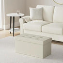 SONGMICS MAZIE Collection - 30 Inches Folding Storage Ottoman Bench, Ottoman Foot Rest, End of Bed Bench, Storage Chest, Load 660 lb, for Living Room, Bedroom, Entryway, Cream White ULSF47BE by CozyNest Decor