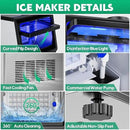 Commercial Ice Maker Machine 130Lbs/24H with 30Lbs Ice Capacity, 45Pcs Clear Ice Cubes Ready in 8-15Mins, Stainless Steel Under Counter Freestanding Large Ice Machine, 2 Water Inlet Modes by CozyNest Decor