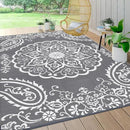 Pauwer Waterproof Outdoor Rug 8x10, Reversible Plastic Straw Patio Camping Rug, Indoor Outdoor RV Mat Carpet for Deck, Camper, Porch, Balcony, Backyard, Picnic, Boho Grey by GreenHaven Gardens