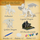 Kids Arts Crafts Set - Dragon Toys Painting Kit with 3 Dragons Figurines and 3D Jigsaw Puzzle Castle, Best Tween Paint Gift to Create Own Powerful Dragon by TinyTreasures Baby Boutique