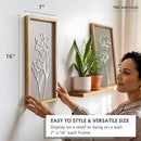 3D Wooden Floral Bathroom Wall Decor (Set of 4) Lightweight, Ready-to-Hang Framed Wall Art For Living Room, Bedroom, or Office - Premium Boho Botanical Farmhouse Decorations - Gift-Boxed by CozyNest Decor