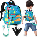 Accmor Toddler Backpack Leash with Anti Lost Wrist Link, Cute Mini Child Walking Harnesses Keep Kids Close Back Pack Rope Tether Rein for Baby Boys (Turquoise/Dino) by TinyTreasures Baby Boutique