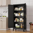 61" H Metal Kitchen Pantry Storage Cabinet, Freestanding Cupboard with 2 Doors and 3 Adjustable Shelves, Standing Storage for Kitchen, Bathroom, Garage, Dinning Room or Utility Room（Black） by CozyNest Decor