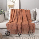 MIULEE Fall Orange Knitted Throw Blanket for Couch Boho Terracotta Rust Textured Cozy Woven Blanket with Tassels for Sofa Chair Bed Living Room Acrylic Wave Pattern 60"x80" by CozyNest Decor