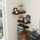 Deep Floating Shelves, 12 Inch Deep Rustic Floating Shelves Set of 2, 24 Inch Large Wall Mounted Wood Shelves for Books Laundry Room Living Room Bedroom Kitchen Home Office - Rustic Brown