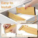 BAMEOS 4 PCS Bamboo Drawer Divider Adjustable Drawer Dividers Kitchen Drawer Organization Utensil Organizers for Kitchen Dresser Bathroom Bedroom and Office by CozyNest Decor