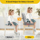 Toddler Booster Seat for Dining Table 2PC Upgraded 3.6IN Cushion with Soft Corduroy Backrest Infant Booster Seat for Kitchen Chair with Adjustable Straps - Non-Slip Base & Breathable Fabric by TinyTreasures Baby Boutique