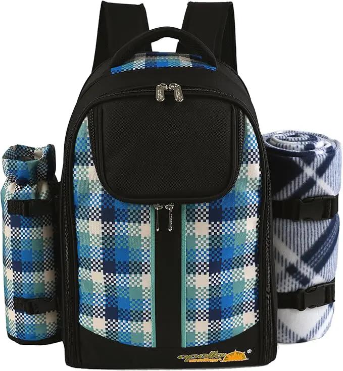 apollo walker Picnic Backpack Bag for 2 Person with Cooler Compartment, Detachable Bottle/Wine Holder, Fleece Blanket, Plates and Cutlery Set, photo 7 of 8