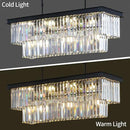 Crystal Chandeliers for Dining Room 11-Light Black Modern Chandelier Rectangle Contemporary Pendant Light Fixture for Kitchen Island Bar L33.5 Inch by CozyNest Decor