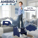 AMBIRD Wooden Step Stool, Two Step Stools Toddler 300 lbs Capacity with Safety Non-Slip Pads and Handles, Bamboo Step Stool for Bathroom, Kitchen Dual Height Step Stools for Kids (Navy Blue) by TinyTreasures Baby Boutique