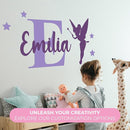 CRYPTONITE Personalized Name & Initial Tinkerbell Vinyl Wall Decals - Baby Girl Bedroom Decor - Fairy & Princess Wall Decals (A. Tinkerbell) by TinyTreasures Baby Boutique