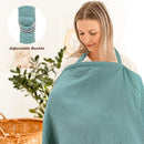 Muslin Nursing Cover for Breastfeeding, Privacy Breathable Breastfeeding Cover with Arch Neckline for Mom, 100% Cotton Nursing Apron, Floral and Green by TinyTreasures Baby Boutique