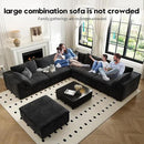 118" Cloud Couch Oversized Modular Sectional Sofa for Living Room,Modern Sofa with Deep Seat，6 Seater Boneless Couch,Comfy Upholstered Corduroy Couches for Apartment, Studio, Office,Bedroom，Black by CozyNest Decor