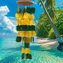 Bellaa 24896 Wind Chimes Outdoor, Garden Decorations, Musical, Indoor/Outside Windchimes, Beach, Ocean Breeze, Gifts for Mom, Gift for All Occasions, Capiz Sea Glass Shells Wood Yellow Green by CozyNest Decor