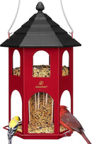 Kingsyard Metal Bird Feeder for Outdoor Hanging, Wild Bird Feeders with Circular Perch, Easy to Clean & Refill, 4 lbs Large Seed Capacity, Red by GreenHaven Gardens