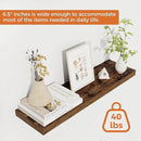 Fun Memories Floating Shelves for Wall, 24" Rustic Wood Deep Wall Mounted Shelves with Invisible Brackets for Decor & Storage, Floating Shelf for Living Room, Bathroom (Rustic Brown, Set of 2) by CozyNest Decor