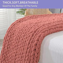 Bigacogo Chunky Knit Throw Blanket for Couch, 40x80 inches, 100% Hand Knitted with Thick Jumbo Chenille Yarn, Cozy Soft Large Rope Knot Cable Crochet Blankets for Sofa Bed Living Room, Antique Red by CozyNest Decor