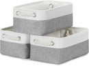 Bidtakay Small Baskets Fabric Storage Baskets for Organizing 3-Pack 12x8x5 Inch Collapsible Storage Bins for Shelves Canvas Bins for Closet Organization Home Baskets Storage Linen Closet S-White&Grey by TinyTreasures Baby Boutique