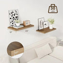 24" Floating Shelves for Wall, 12" Deep Slim Walnut Floating Shelves, Wall-Mounted Shelves for Bedroom, Living Room, Kitchen, Bathroom - Set of 2 by CozyNest Decor